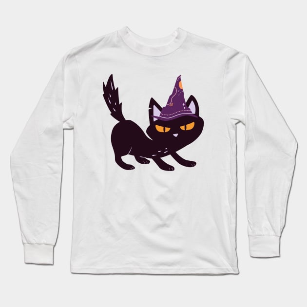 Halloween Cat Long Sleeve T-Shirt by ElevateElegance